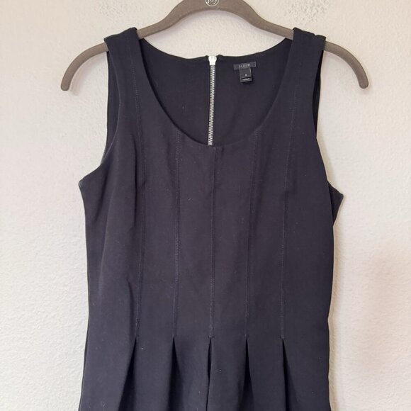 J Crew Dress Size 0 Pleated Flare Black Sleeveless Stretch Ponte Knit Zipper - Picture 3 of 7